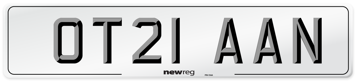 OT21 AAN Number Plate from New Reg